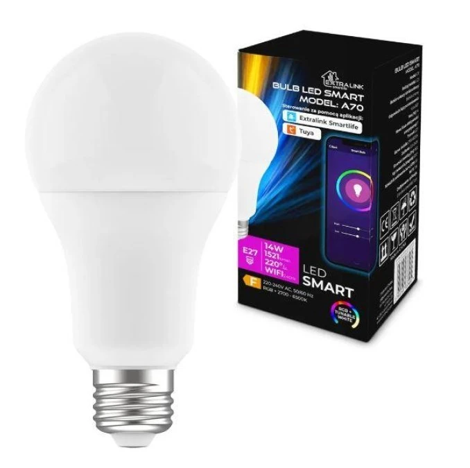EXTRALINK smartlife żarówka LED E27 A70 2700‑6500K WIFI 220‑240V 1055lm LED E27 A70