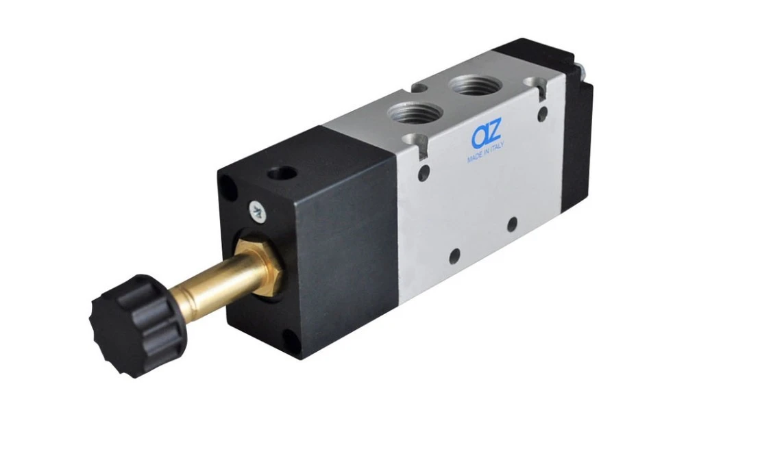 Elektrozawór pneumatyczny rozdzielający 5/2 G 1/8 monostabilny (sprężyna mechaniczna), AZ Pneumatica