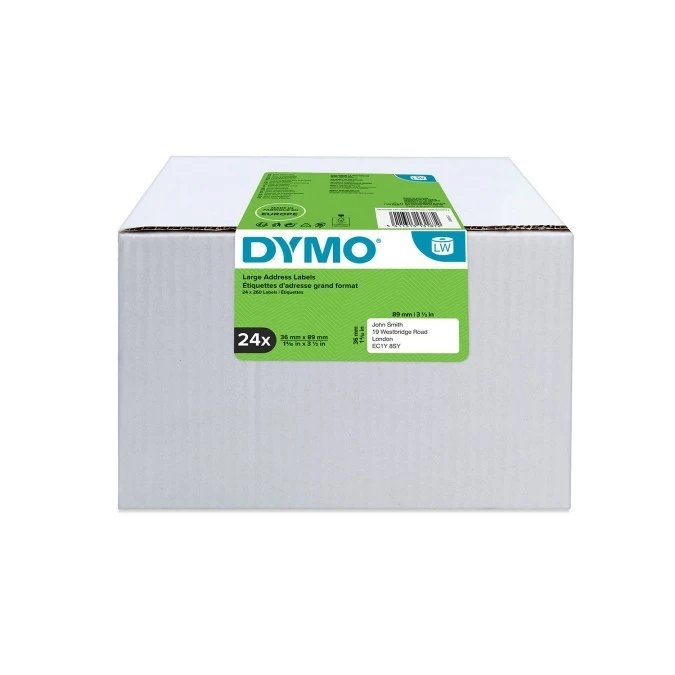Etykieta duża adresowa 89 x 36 mm, biała ‑ VALUE PACK S0722390 /24 rolki/260szt./