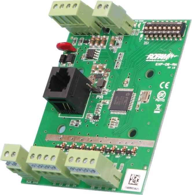 Ekspander 8 wyjść tranzystorowych 0,7A/30VDC, EXP‑O8T‑RN, współpraca z centralą NeoGSM‑IP/NeoGSM‑IP‑64