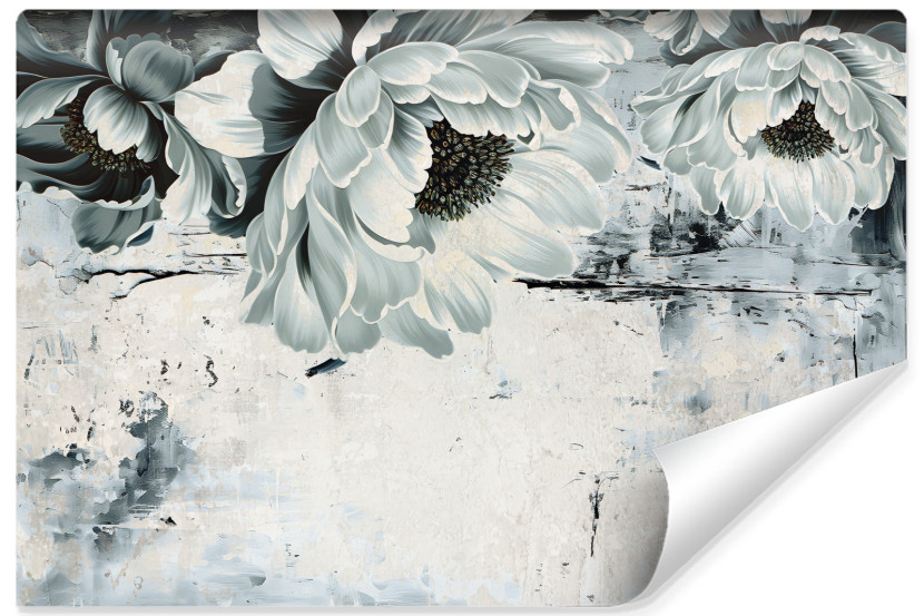 Fototapeta Duże Abstrakcyjne Kwiaty Na Betonie 104x70.5cm 320019