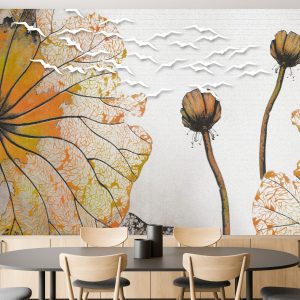 Fototapeta Duże pomarańczowe abstrakcyjne liście 450x315cm 985610 Fototapeta Duże pomarańczowe abstrakcyjne liście 450x315cm 985610