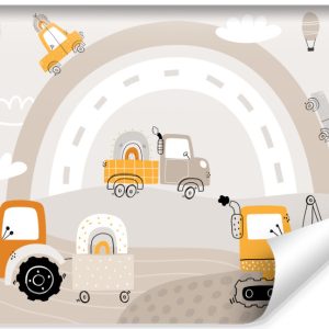 Fototapeta Dziecięca Pomarańczowe Pojazdy Bajka 300x210cm 160663 Fototapeta Dziecięca Pomarańczowe Pojazdy Bajka 300x210cm 160663