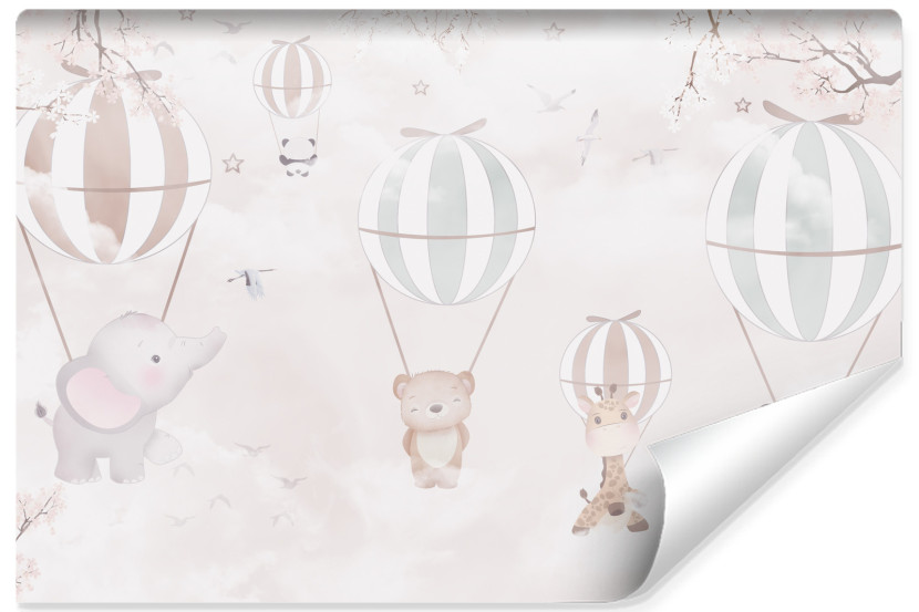 Fototapeta Dziecięca ZWIERZĄTKA Balony Kwiaty 405x270cm 174775