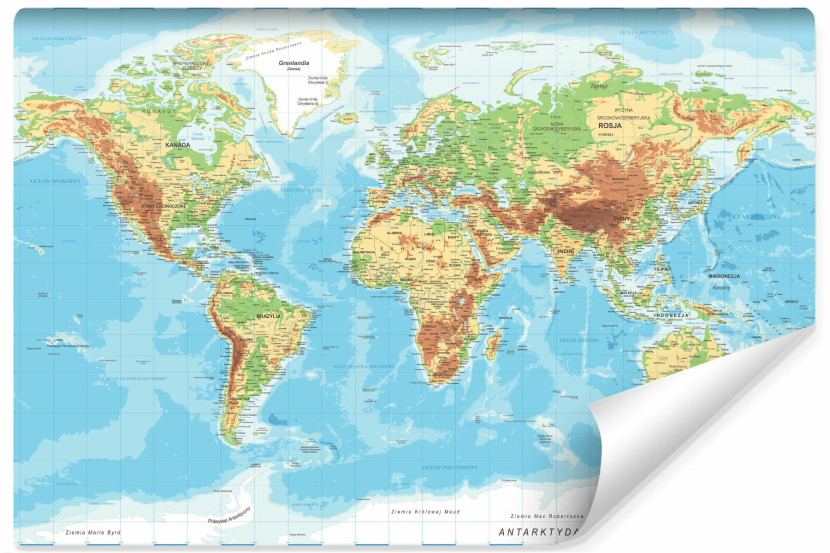Fototapeta Fizyczna Mapa Świata 312x219cm 82603