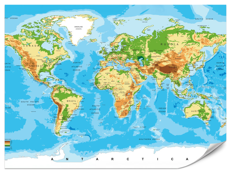 Fototapeta Fizyczna mapa świata 400x280cm 986347