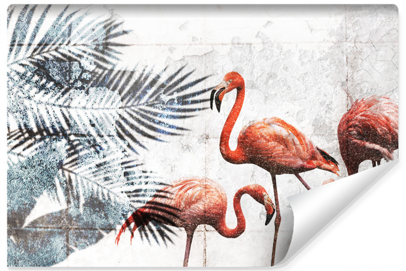 Fototapeta FLAMINGI Liście Beton Retro 3D 152.5x104cm 250591