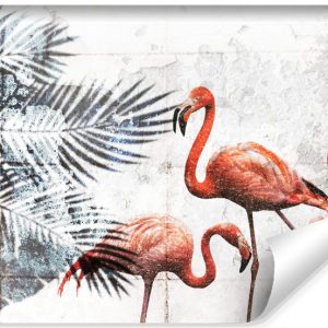 Fototapeta FLAMINGI Liście Beton Retro 3D 254x184cm 250545 Fototapeta FLAMINGI Liście Beton Retro 3D 254x184cm 250545