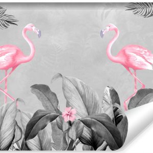 Fototapeta FLAMINGI Liście Tropikalne 3D 368x280cm 248435