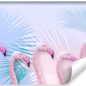 Fototapeta FLAMINGI Liście Tropikalne 3D 368x280cm 248379