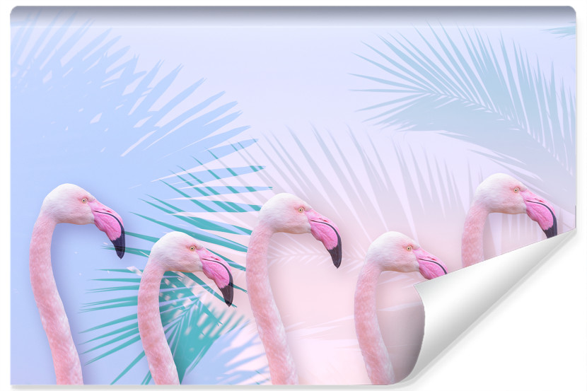 Fototapeta FLAMINGI Liście Tropikalne 3D 400x280cm 248380