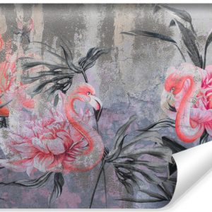 Fototapeta Flamingi Pośród Kwiatów Na Betonie 104×70.5cm 315477 Fototapeta Flamingi Pośród Kwiatów Na Betonie 104×70.5cm 315477