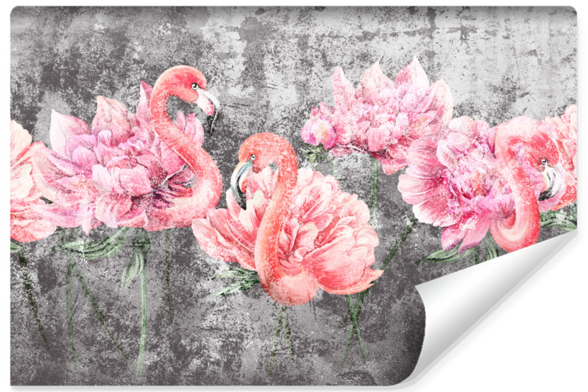 Fototapeta Flamingi Pośród Piwonii Abstrakcja 180x120cm 172061