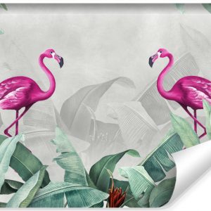 Fototapeta Flamingi ROŚLINY Tropikalne 3D 450x300cm 257364