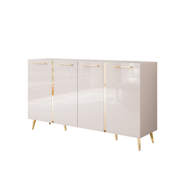 Komoda ONYX 4D Kaszmir na złotych nóżkach wysoki połysk 158 cm z uchwytami 858868