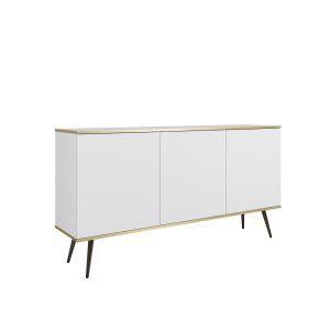 Komoda ORINO 160 cm kolor biały ze złotymi detalami/czarne nóżki 560843 Komoda ORINO 160 cm kolor biały ze złotymi detalami/czarne nóżki 560843