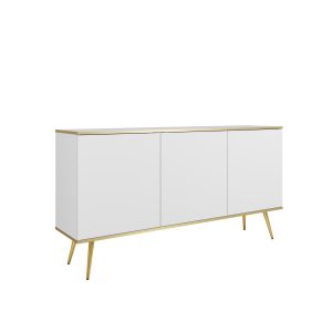 Komoda ORINO 160 cm kolor biały ze złotymi detalami/złote nóżki 560841 Komoda ORINO 160 cm kolor biały ze złotymi detalami/złote nóżki 560841