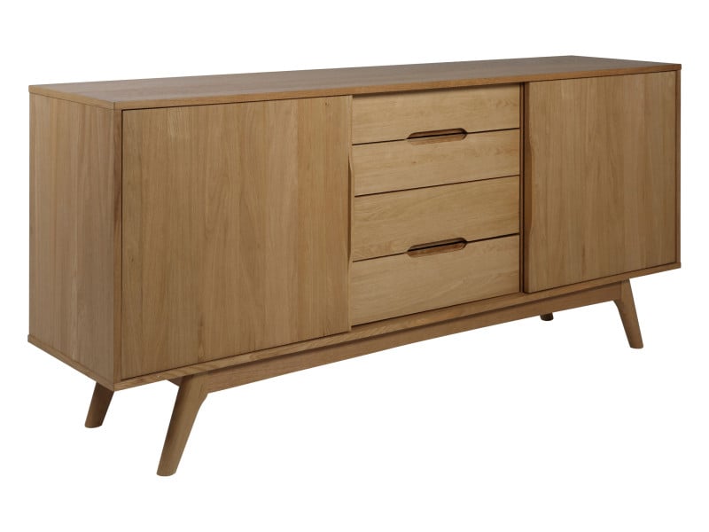 Komoda Oslo dębowa 180 cm, 2 drzwiczki 4 szuflady, kolor dębowy olejowany 879348