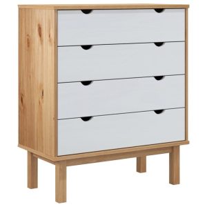 Komoda OTTA, brązowo-biała, 76,5×39,5×90 cm, drewno sosnowe 466077 Komoda OTTA, brązowo-biała, 76,5×39,5×90 cm, drewno sosnowe 466077