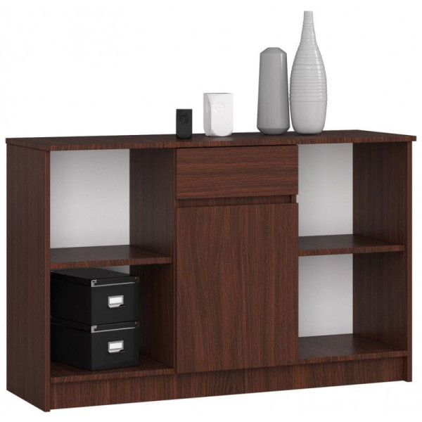 Komoda otwarta, drzwi, szuflada, ELIO, 120x40x77 cm, wenge | TYLETEGOTU 988908
