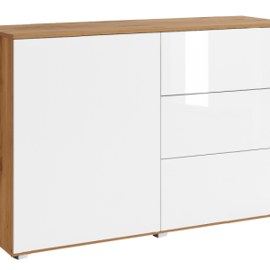 Komoda PARMA 110 cm, dąb wotan/biały połysk 855401