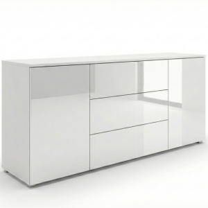 Komoda PARMA 150 cm, biały/biały połysk 855398