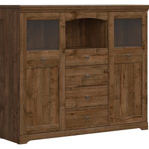Komoda Patras 153 cm witryna z 2 drzwiami i 4 szufladami dąb april 23836