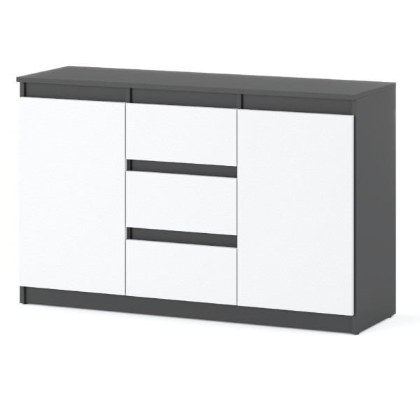 Komoda pod telewizor 3 szuflady 120cm salon szara biała mat 375540