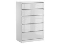 Komoda Pojemna Biała Pari 5 Szuflad Biały Połysk 70 CM 337491 Komoda Pojemna Biała Pari 5 Szuflad Biały Połysk 70 CM 337491