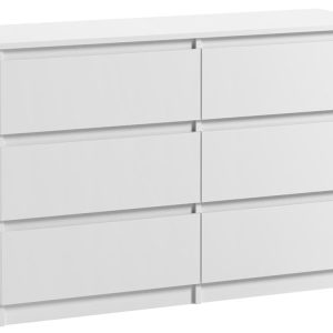 Komoda Pojemna Biała Pari 6 Szuflad Biały Mat 120 CM Szafka 337482 Komoda Pojemna Biała Pari 6 Szuflad Biały Mat 120 CM Szafka 337482