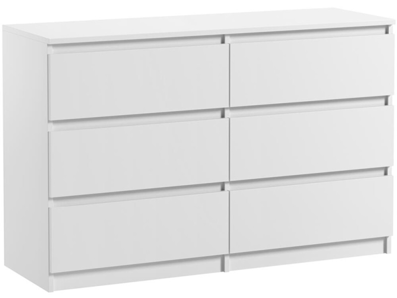 Komoda Pojemna Biała Pari 6 Szuflad Biały Mat 120 CM Szafka 337482