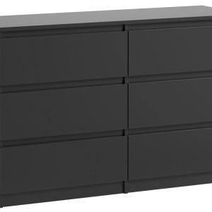 Komoda Pojemna Czarna Pari 6 Szuflad Czarny Mat 120 CM 337473 Komoda Pojemna Czarna Pari 6 Szuflad Czarny Mat 120 CM 337473