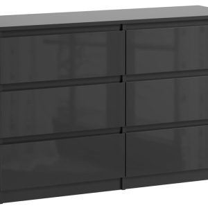 Komoda Pojemna Czarna Pari 6 Szuflad Czarny Połysk 120 CM 337477 Komoda Pojemna Czarna Pari 6 Szuflad Czarny Połysk 120 CM 337477