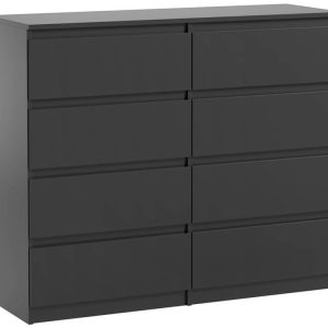 Komoda Pojemna Czarna Pari 8 Szuflad Czarny Mat 120 CM 337595 Komoda Pojemna Czarna Pari 8 Szuflad Czarny Mat 120 CM 337595