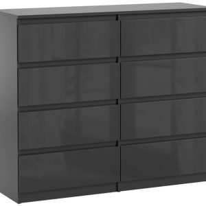 Komoda Pojemna Czarna Pari 8 Szuflad Czarny Połysk 120 CM 337593 Komoda Pojemna Czarna Pari 8 Szuflad Czarny Połysk 120 CM 337593