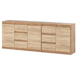 Komoda pojemna do salonu 6 szuflad 200cm dąb wotan sonoma 375484 Komoda pojemna do salonu 6 szuflad 200cm dąb wotan sonoma 375484