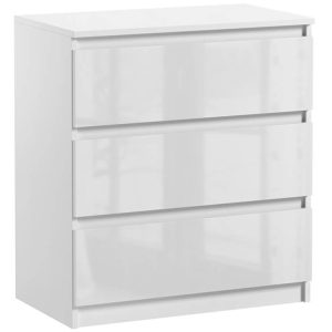 Komoda Pojemna Pari 3 Szuflady Biały Połysk 70 CM Biała 337496 Komoda Pojemna Pari 3 Szuflady Biały Połysk 70 CM Biała 337496