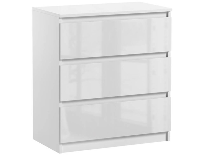 Komoda Pojemna Pari 3 Szuflady Biały Połysk 70 CM Biała 337496