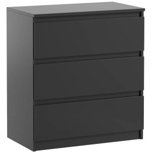 Komoda Pojemna Pari 3 Szuflady Czarny Mat 70 CM Czarna 337490 Komoda Pojemna Pari 3 Szuflady Czarny Mat 70 CM Czarna 337490