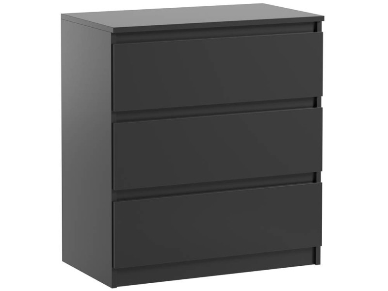 Komoda Pojemna Pari 3 Szuflady Czarny Mat 70 CM Czarna 337490