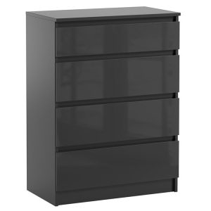 Komoda Pojemna Pari 4 Szuflady Czarny Połysk 70 CM Czarna 337488 Komoda Pojemna Pari 4 Szuflady Czarny Połysk 70 CM Czarna 337488