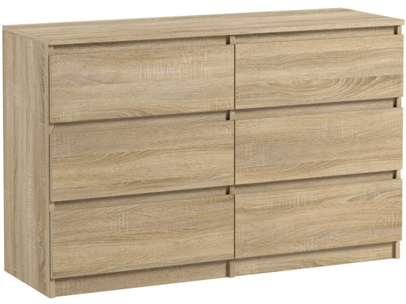 Komoda Pojemna Sonoma Pari 6 Szuflad Dąb Sonoma 120 CM 337487
