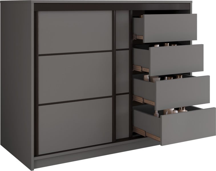 Komoda przesuwna do sypialni 120 cm LOFT grafit 702263
