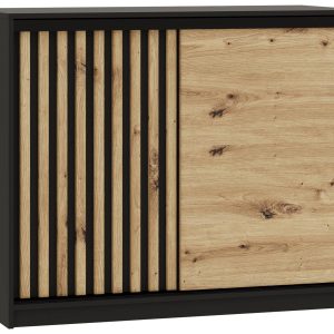 Komoda przesuwna z lamelami 120 cm LOFT czarny / dąb artisan 702296 Komoda przesuwna z lamelami 120 cm LOFT czarny / dąb artisan 702296