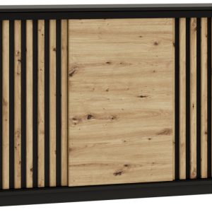 Komoda przesuwna z lamelami 160 cm LOFT czarny / dąb artisan 702285
