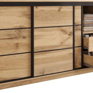 Komoda przesuwna z szufladami 180 cm LOFT dąb wotan 702262