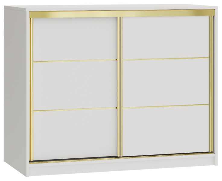 Komoda przesuwna z szufladami i drążkiem 120 cm GOLD biała 951110