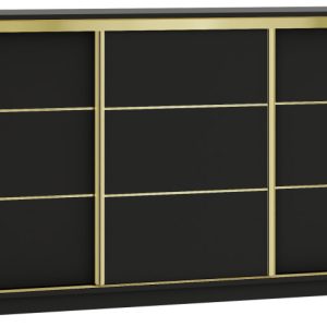 Komoda przesuwna z szufladami i drążkiem 180 cm GOLD czarna 951120 Komoda przesuwna z szufladami i drążkiem 180 cm GOLD czarna 951120