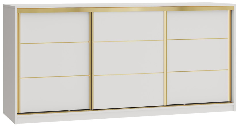 Komoda przesuwna z szufladami i drążkiem 200 cm GOLD biały 951130