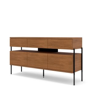 Komoda PUFFIN 154 cm 3D3S czereśnia fornir lakierowany metalowe nóżki 879346 Komoda PUFFIN 154 cm 3D3S czereśnia fornir lakierowany metalowe nóżki 879346